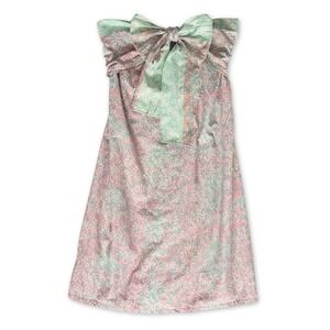 Popiler Strapless Dress Womens M‎ Batik Inspired Bow Boho Soft Grunge Feminine